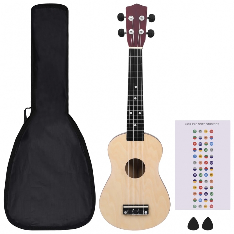 Sopran Ukulele Set für Kinder mit Tasche Helles Holz 23