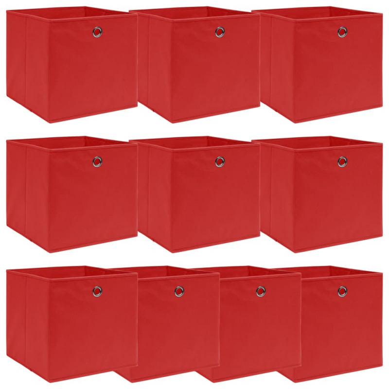 Aufbewahrungsboxen 10 Stk. Rot 32x32x32 cm Stoff