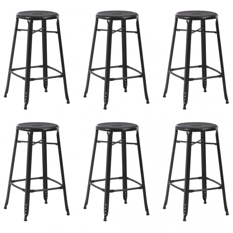 Barhocker 6 Stk. Schwarz Stahl