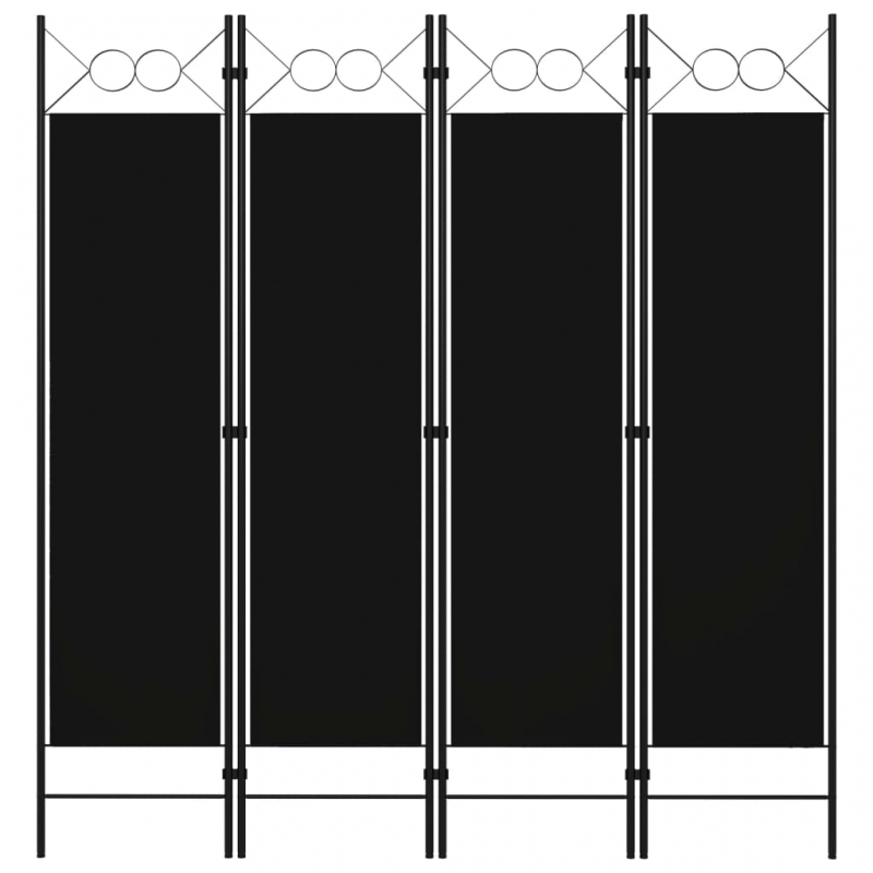 4-tlg. Raumteiler Schwarz 160 x 180 cm