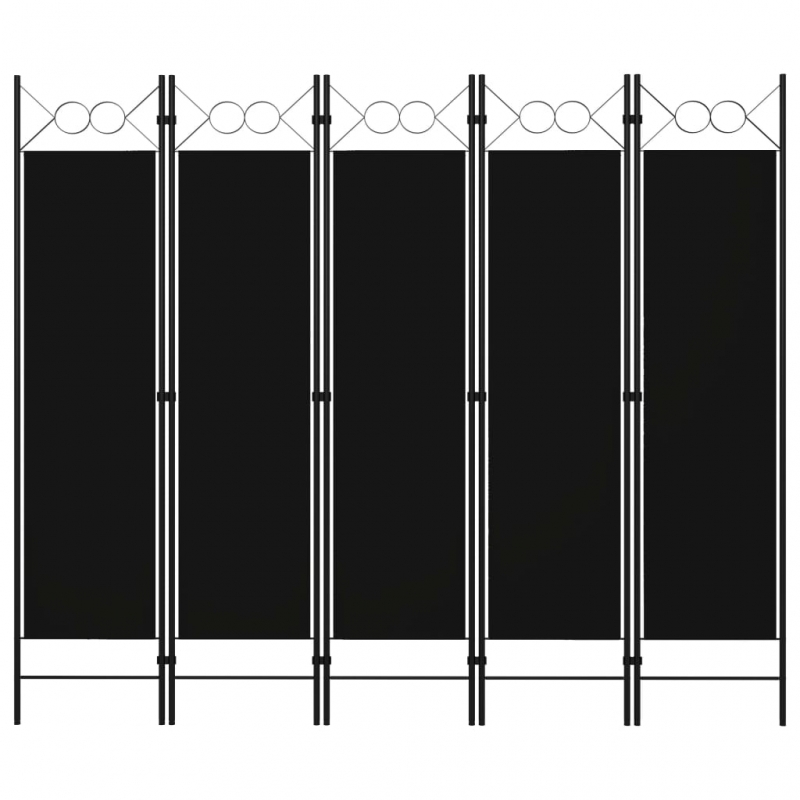 5-tlg. Raumteiler Schwarz 200 x 180 cm