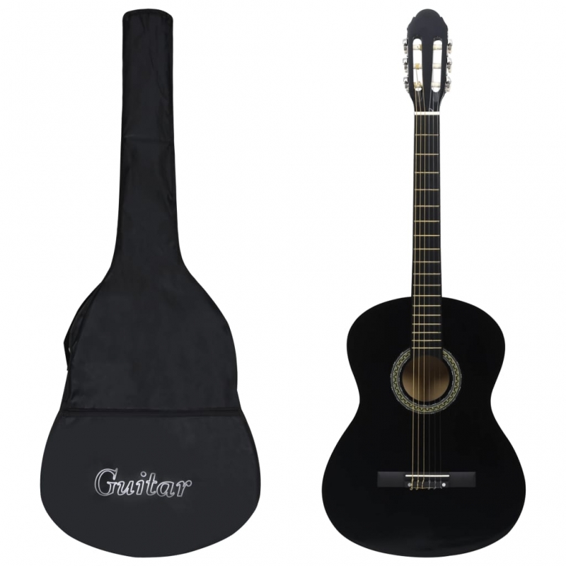 Klassikgitarre für Anfänger mit Tasche Schwarz 4/4 39