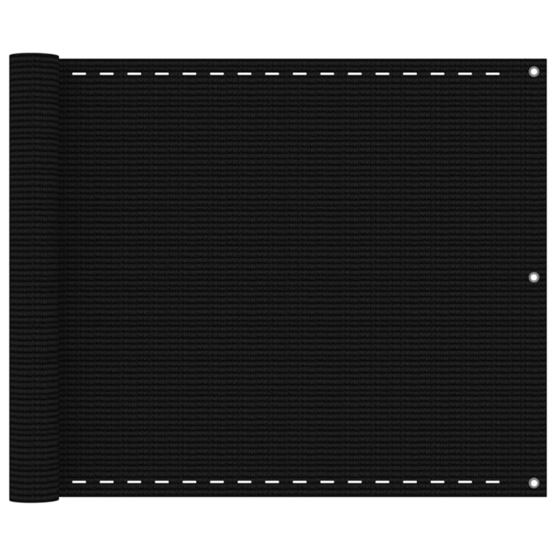 Balkon-Sichtschutz Schwarz 75x400 cm HDPE