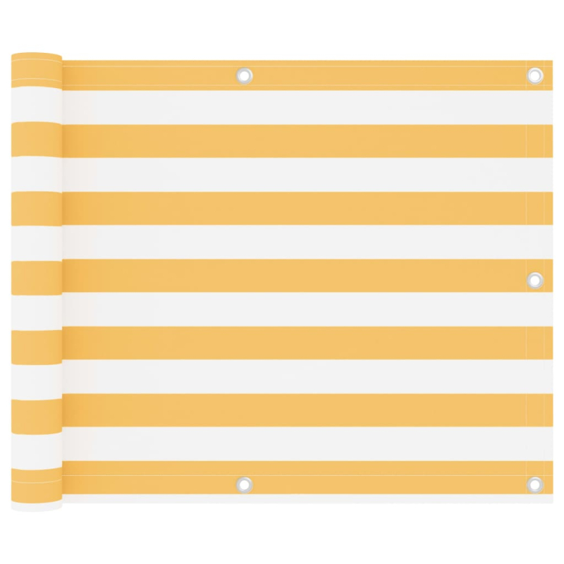 Balkon-Sichtschutz Weiß und Gelb 75x600 cm Oxford-Gewebe