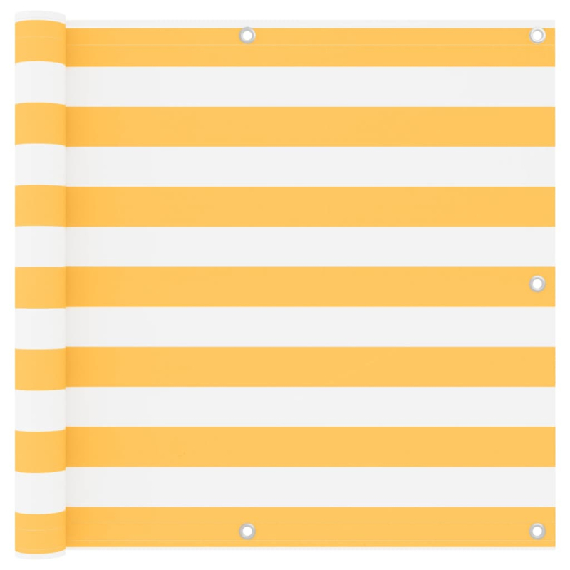 Balkon-Sichtschutz Weiß und Gelb 90x400 cm Oxford-Gewebe