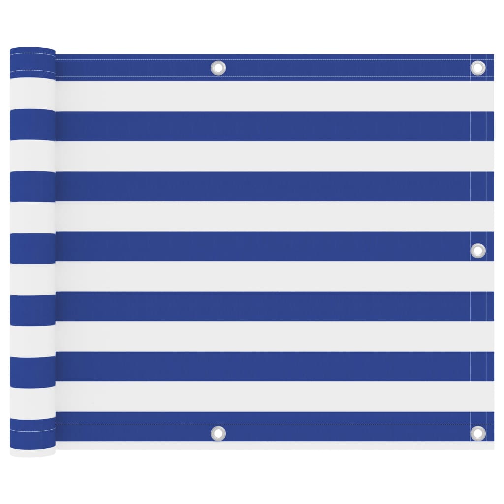 Balkon-Sichtschutz Weiß und Blau 75x300 cm Oxford-Gewebe