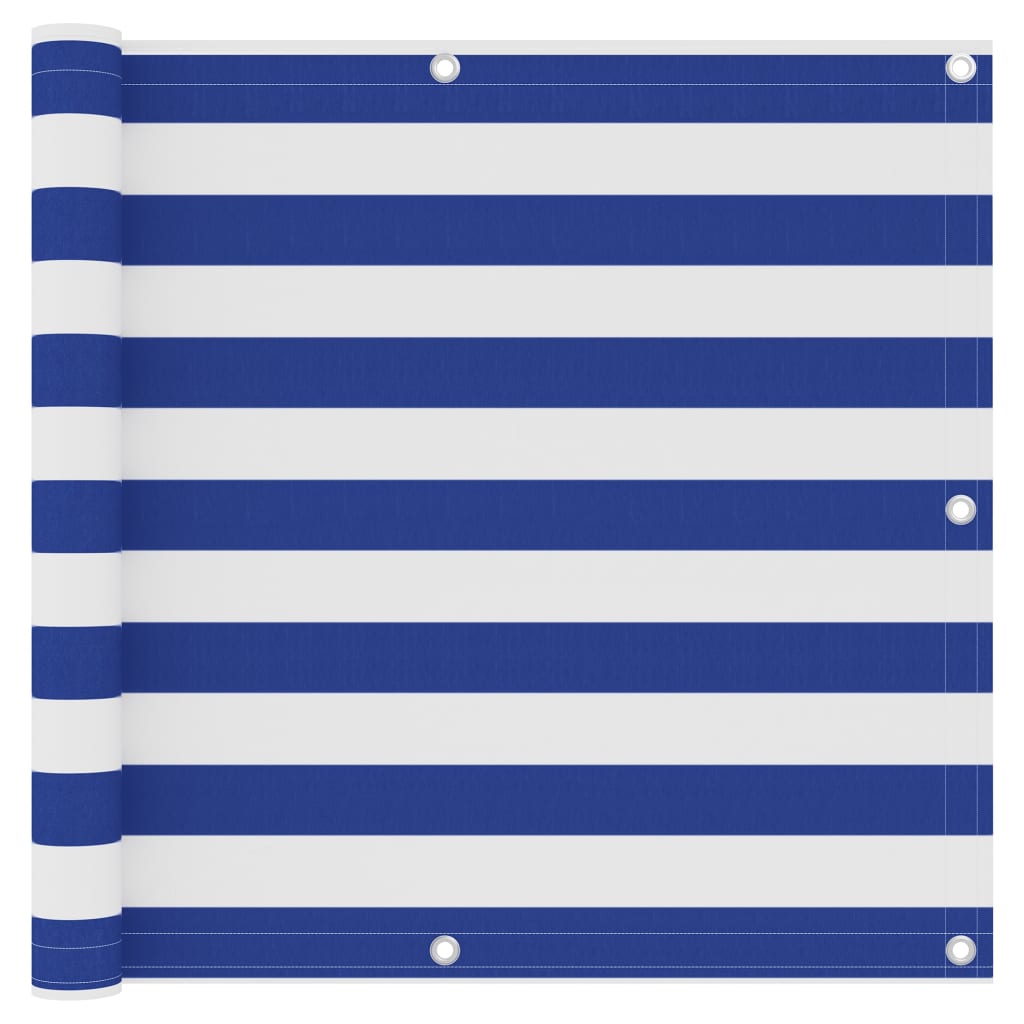 Balkon-Sichtschutz Weiß und Blau 90x300 cm Oxford-Gewebe