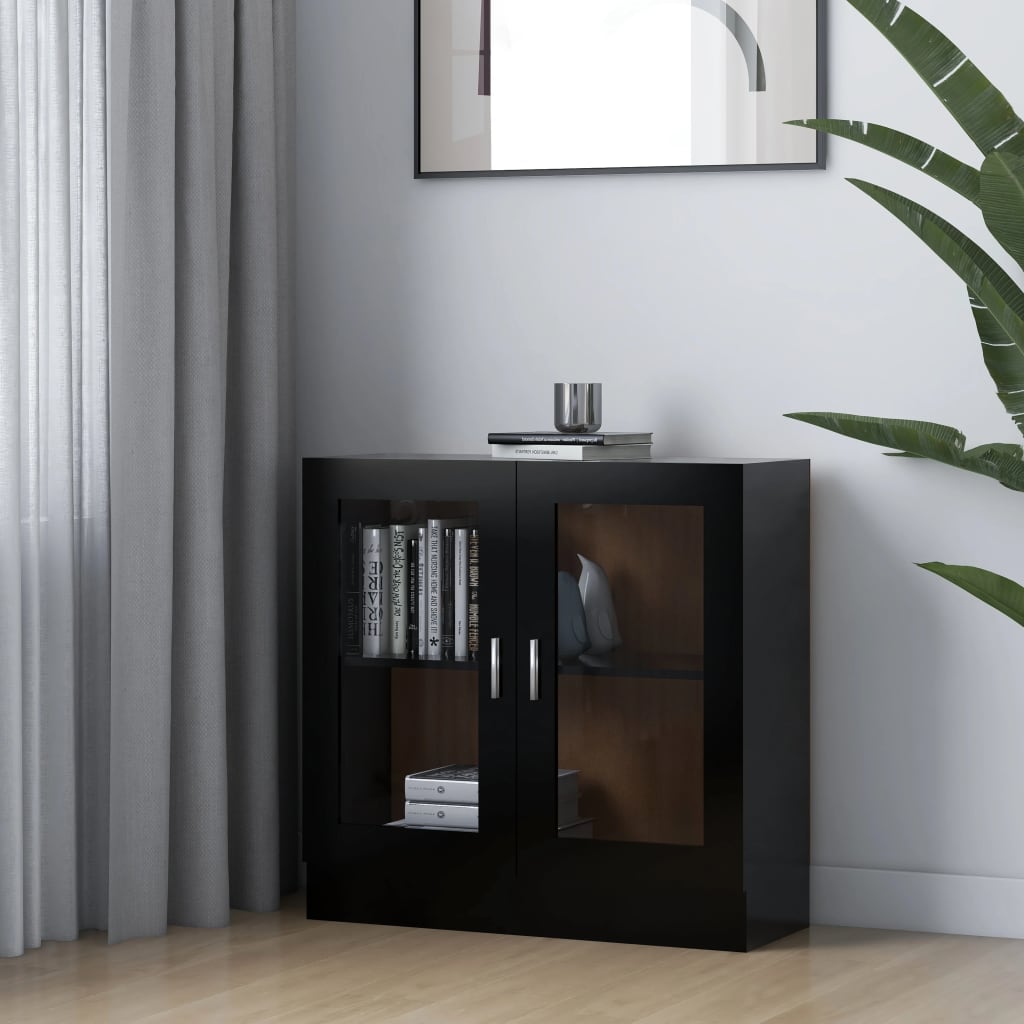 Vitrinenschrank Schwarz 82,5x30,5x80 cm Holzwerkstoff