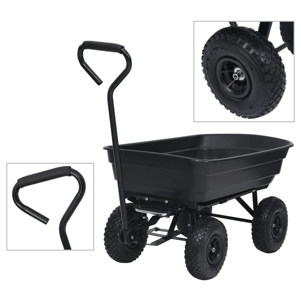 Garten-Kippwagen 300 kg 75 L Schwarz