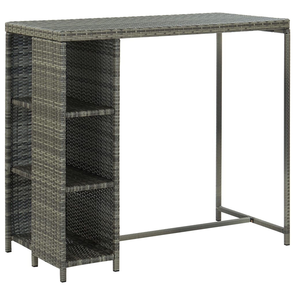Bartisch mit Regal Grau 120x60x110 cm Poly Rattan