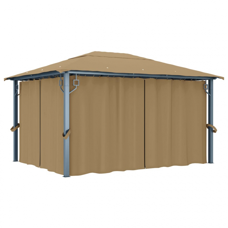 Pavillon mit Vorhang 400x300 cm Taupe Aluminium