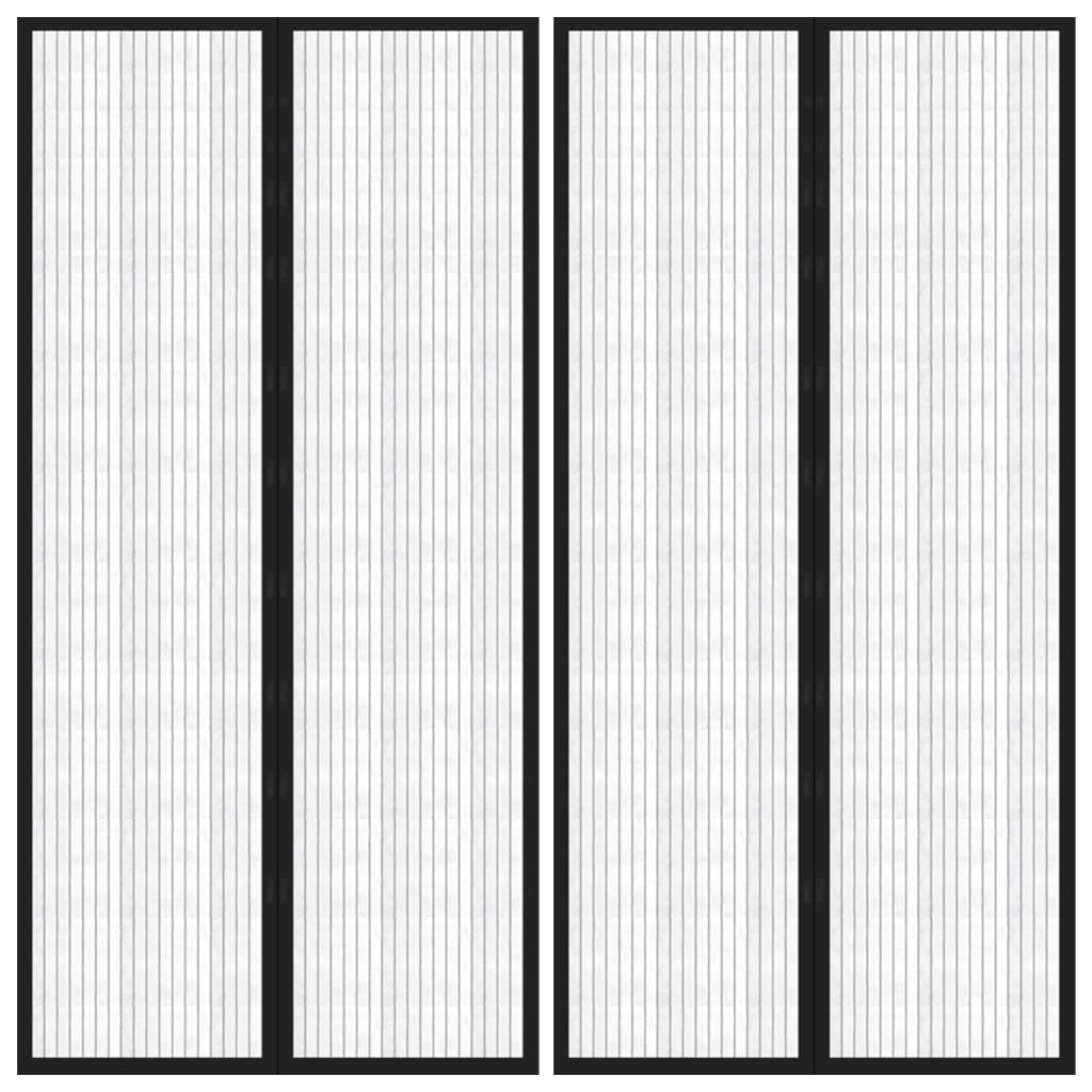 Fliegengitter-Türvorhänge 2 Stk. Magnet Schwarz 220x100 cm