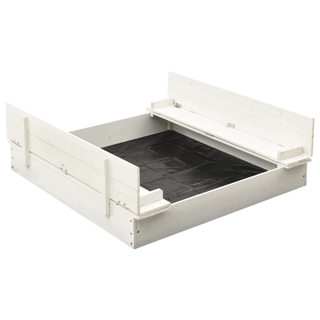 Sandkasten Tannenholz Weiß 95x90x15 cm