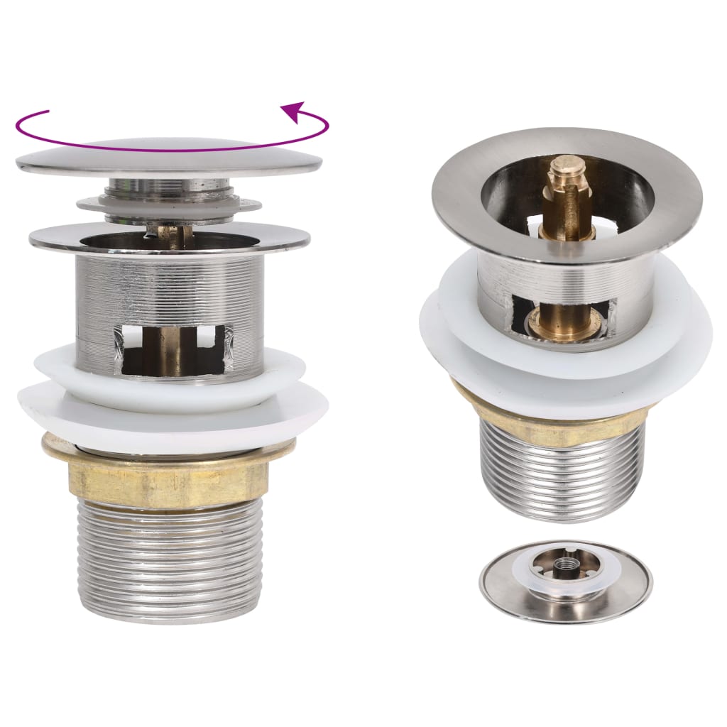 Ablaufgarnitur mit Überlauf Silbern 6,4x6,4x9,1 cm