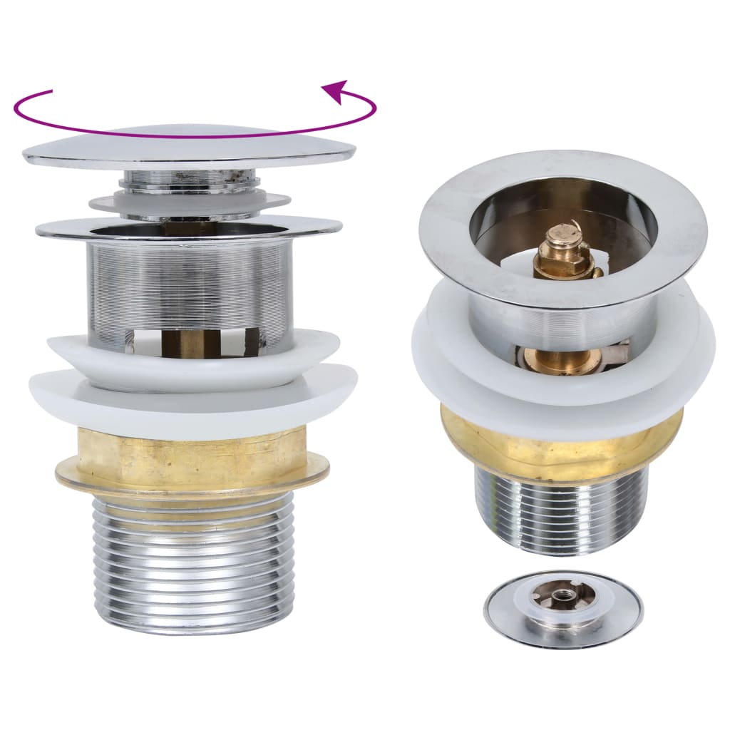 Ablaufgarnitur ohne Überlauf Silbern 6,4x6,4x9,1 cm