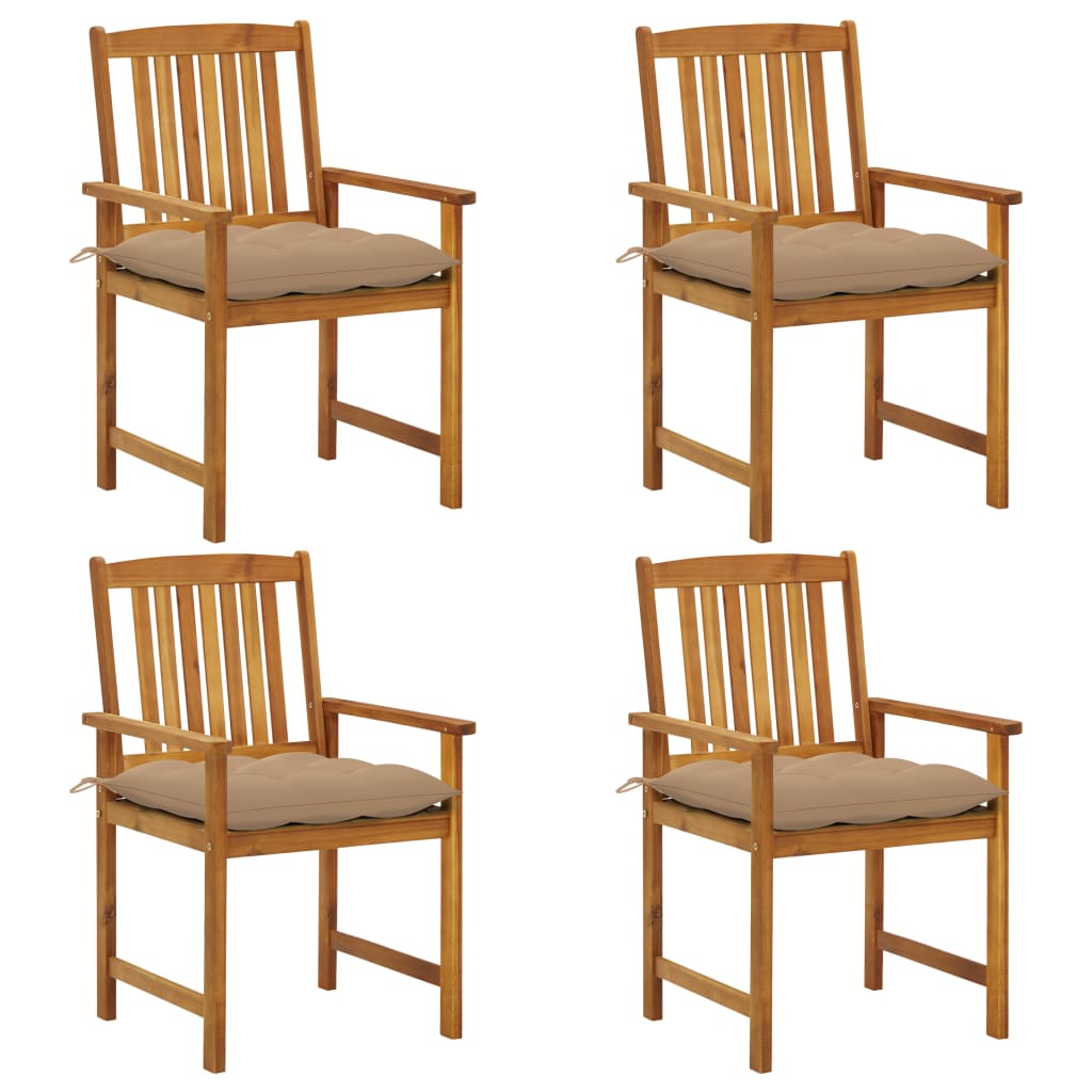 Gartenstühle mit Kissen 4 Stk. Massivholz Akazie