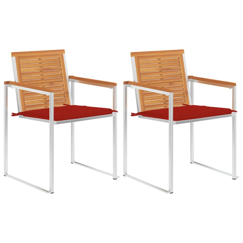 Gartenstühle mit Kissen 2 Stk. Massivholz Akazie und Stahl