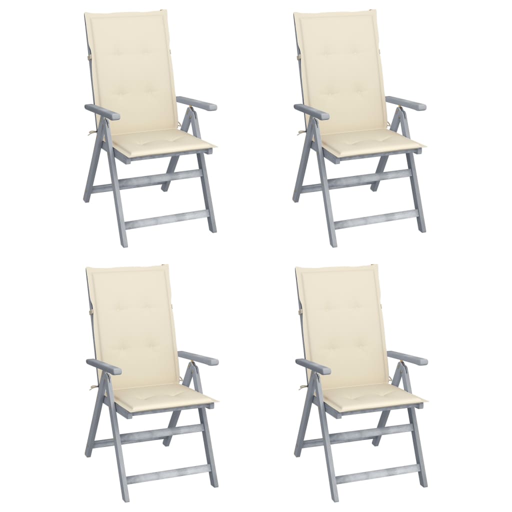 Hochlehner Verstellbar 4 Stk. mit Auflagen Massivholz Akazie