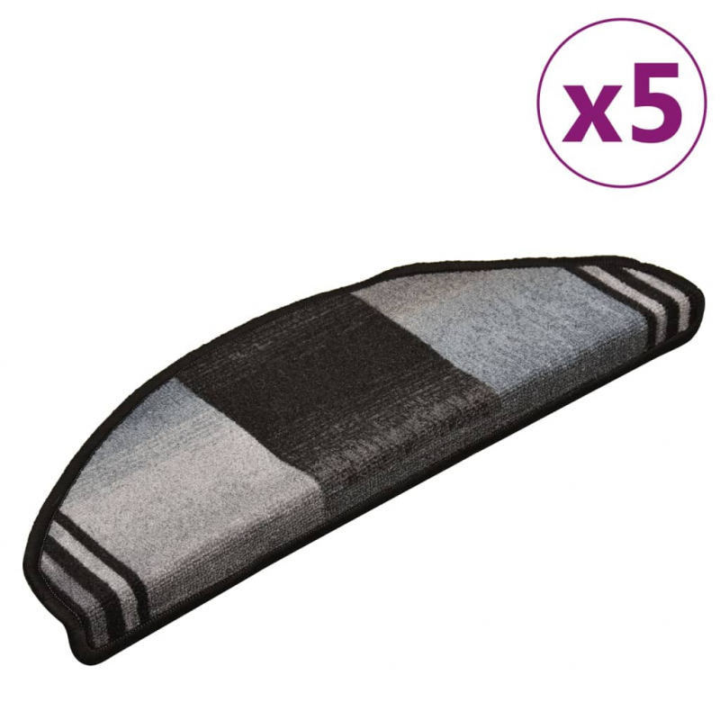 Stufenmatten Selbstklebend 5 Stk. 65x21x4 cm Schwarz Grau
