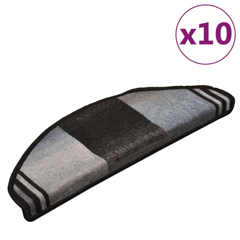 Stufenmatten Selbstklebend 10 Stk 65x21x4 cm Schwarz Grau