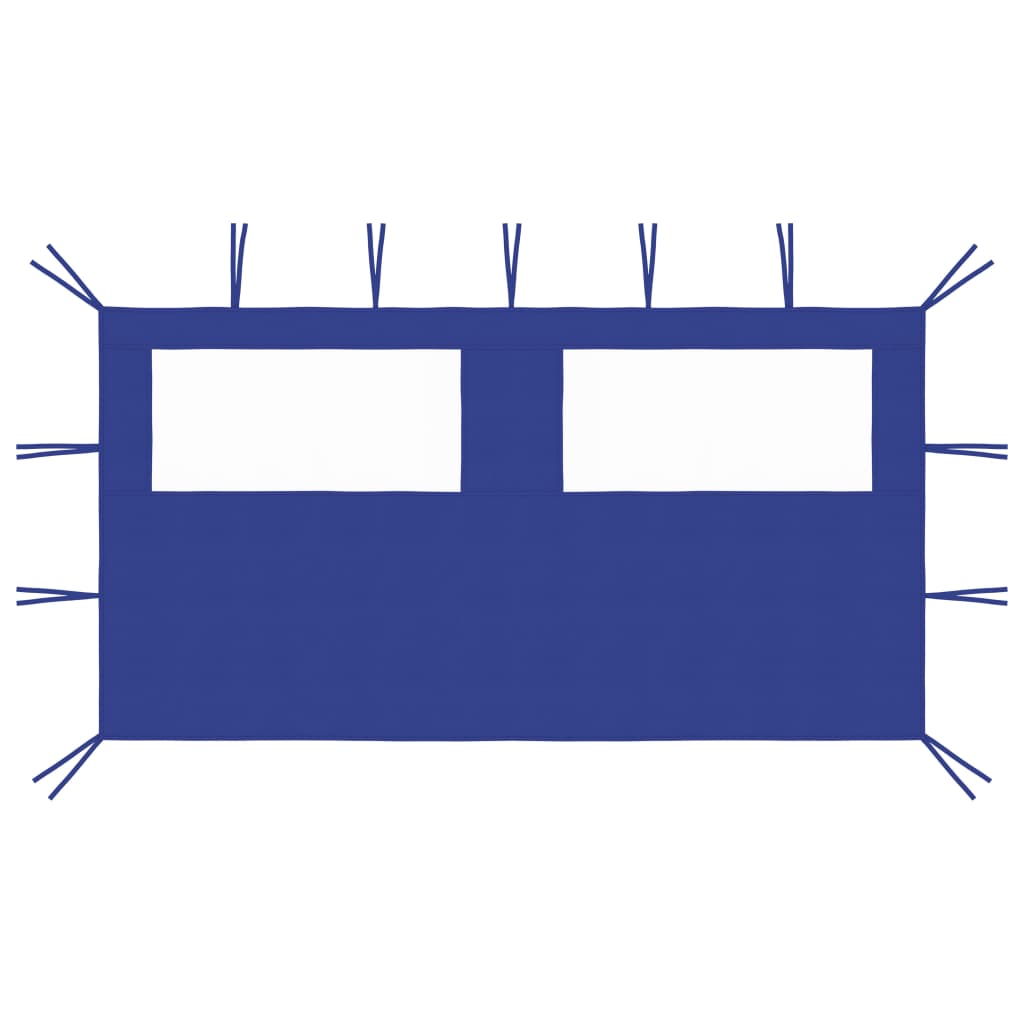 Pavillon-Seitenwand mit Fenstern 4x2 m Blau