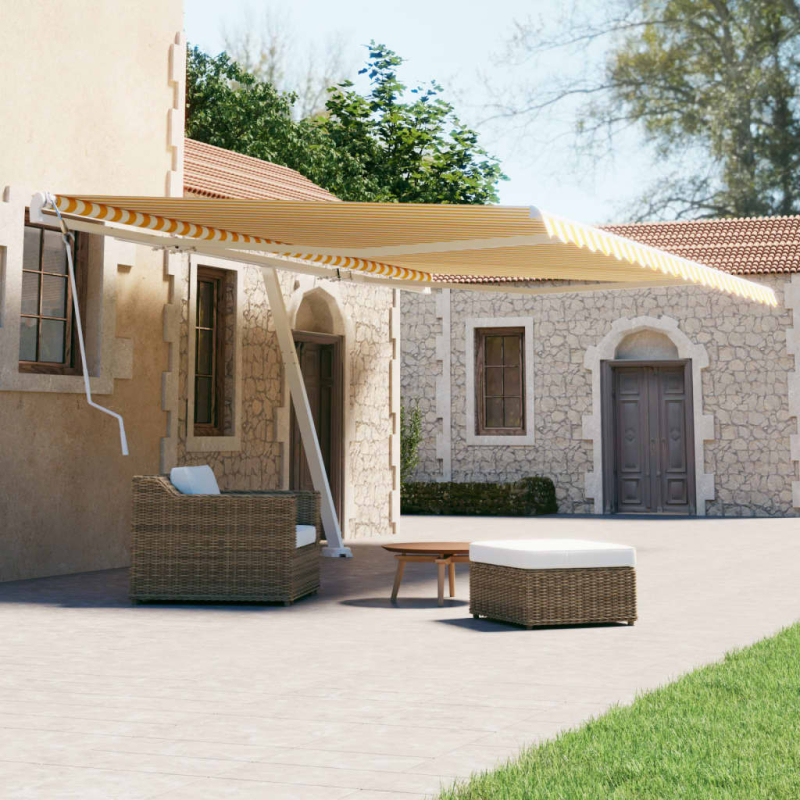 Standmarkise Manuell Einziehbar 500x300 cm Gelb/Weiß