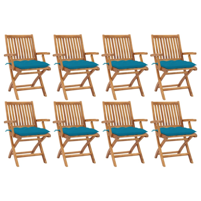 Klappbare Gartenstühle mit Kissen 8 Stk. Massivholz Teak
