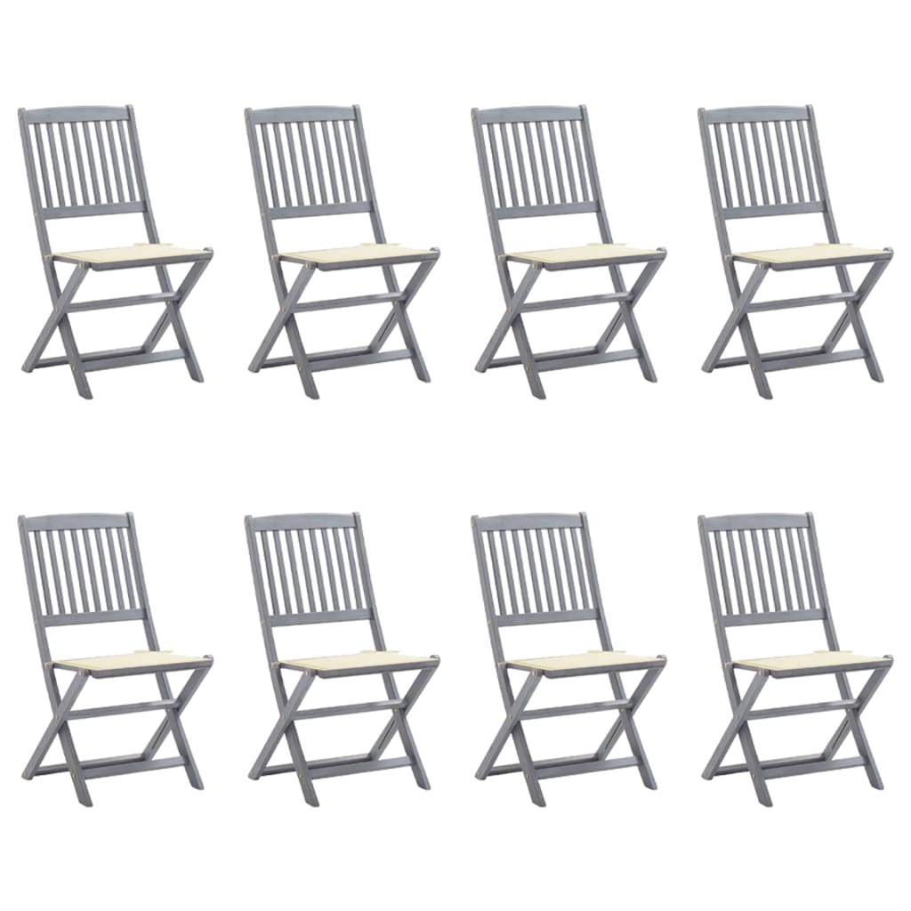 Klappbare Gartenstühle 8 Stk. mit Kissen Massivholz Akazie