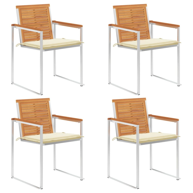 Gartenstühle 4 Stk. mit Kissen Massivholz Akazie