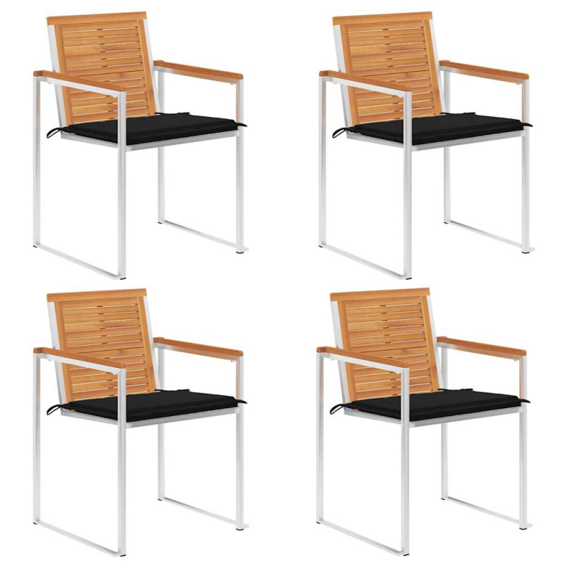 Gartenstühle 4 Stk. mit Kissen Massivholz Akazie