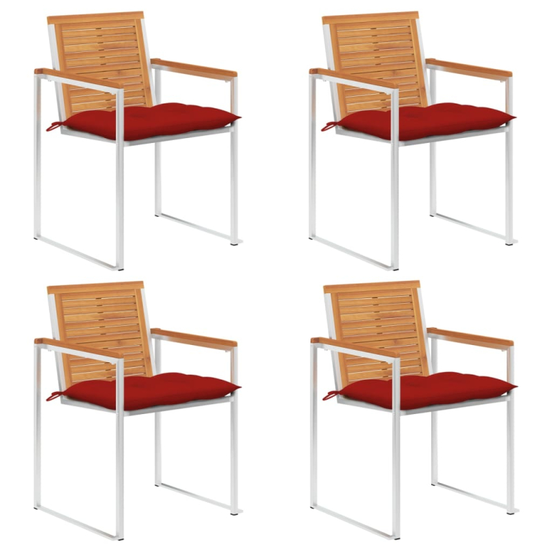 Gartenstühle 4 Stk. mit Kissen Massivholz Akazie