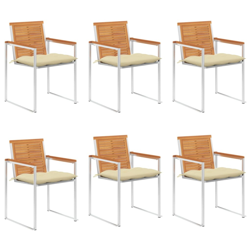 Gartenstühle 6 Stk. mit Kissen Massivholz Akazie