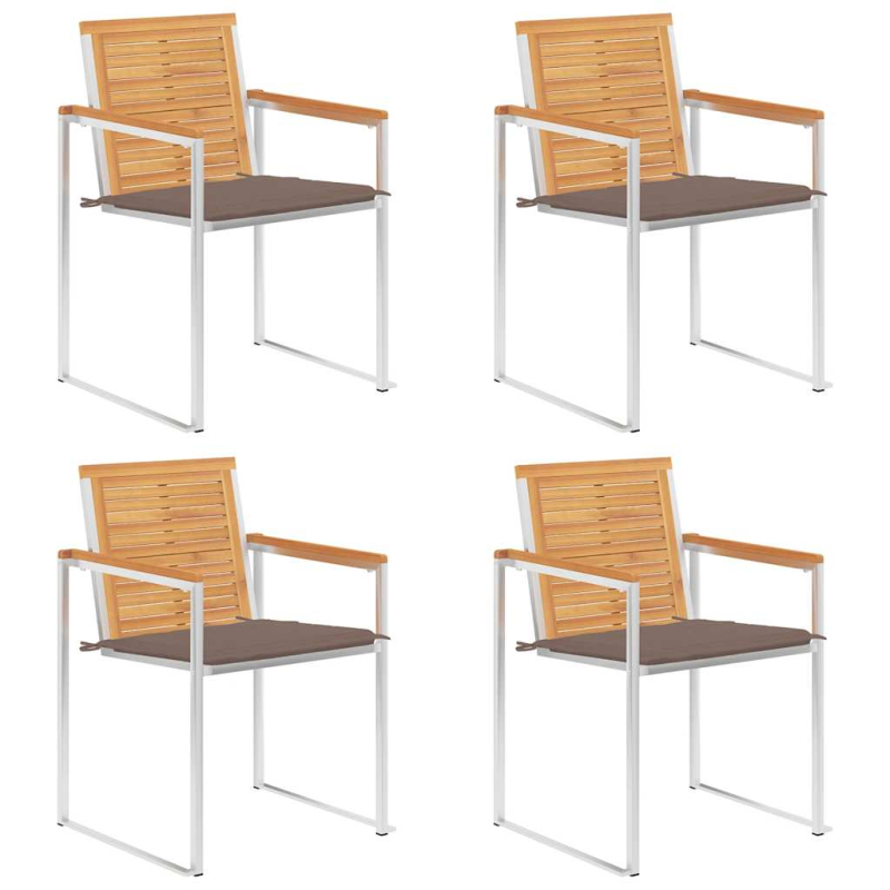 Gartenstühle 4 Stk. mit Kissen Massivholz Teak