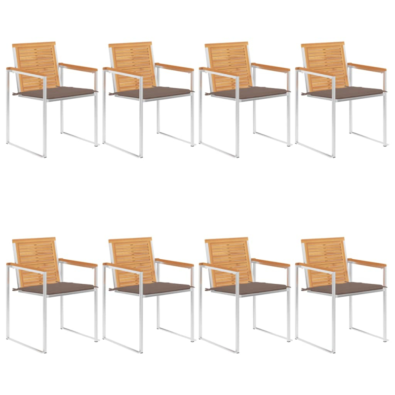 Gartenstühle 8 Stk. mit Kissen Massivholz Teak