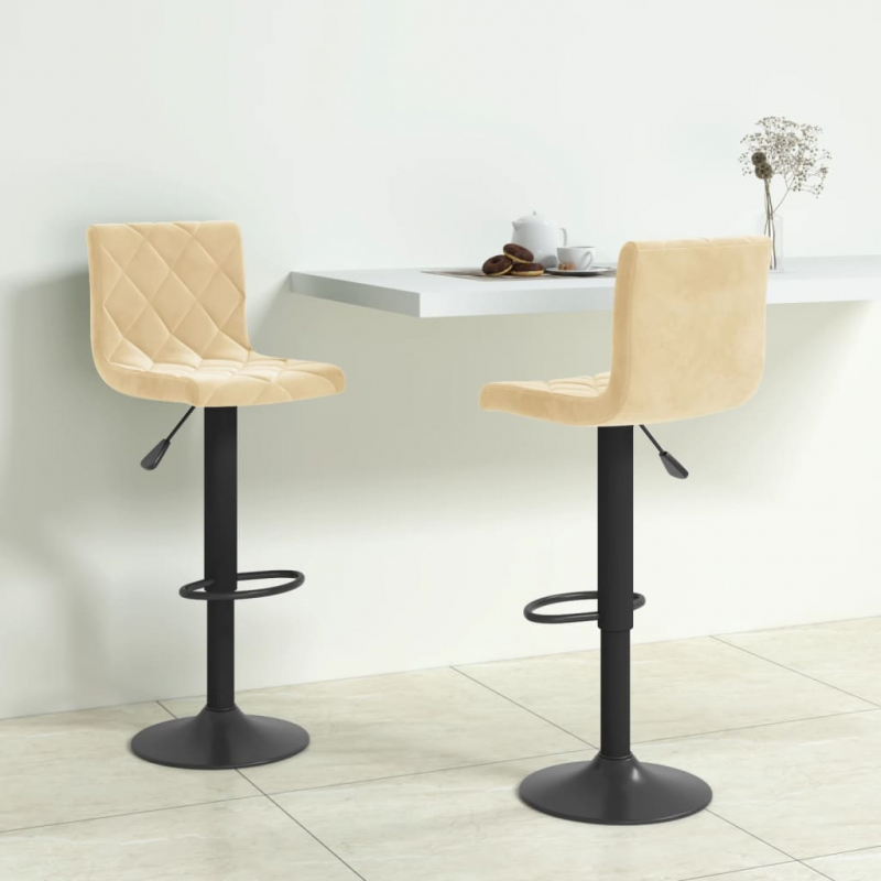 Barhocker 2 Stk. Creme Samt