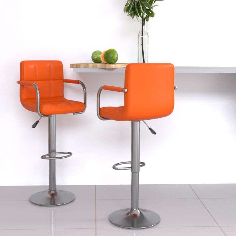 Barhocker 2 Stk. Orange Kunstleder