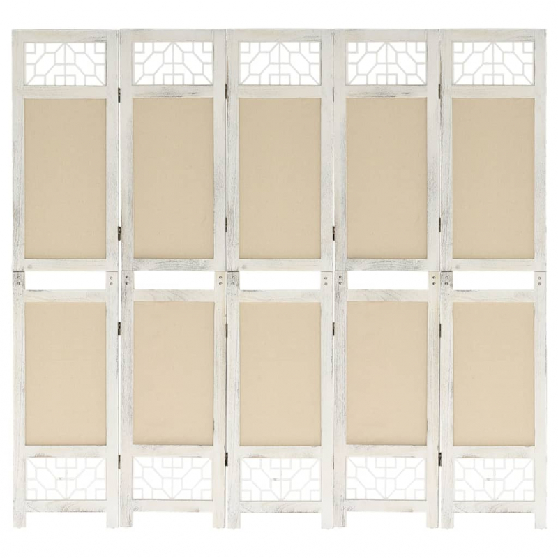 5-tlg. Raumteiler Creme 175x165 cm Stoff