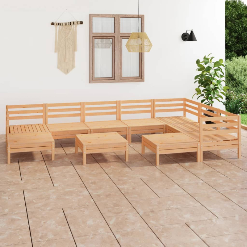 10-tlg. Garten-Lounge-Set Massivholz Kiefer