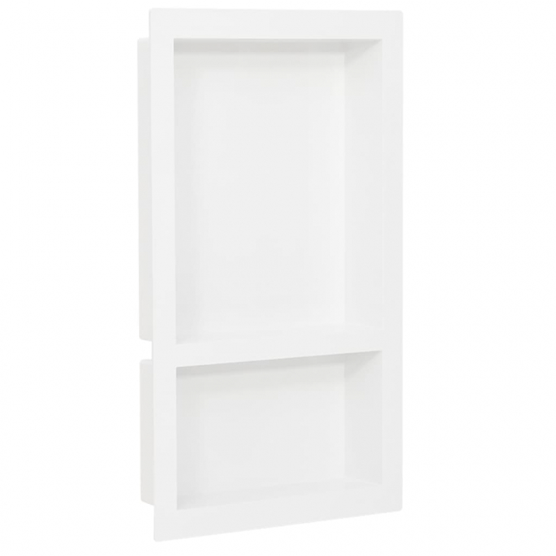 Duschnische mit 2 Fächern Hochglanz-Weiß 41x69x9 cm