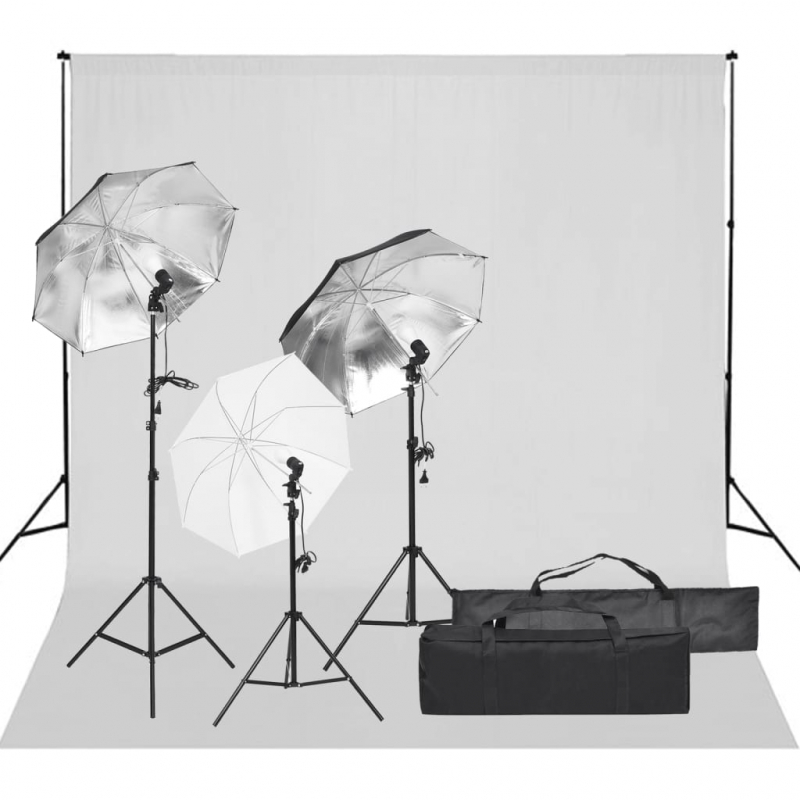 Fotostudio-Set mit Beleuchtung und Hintergrund