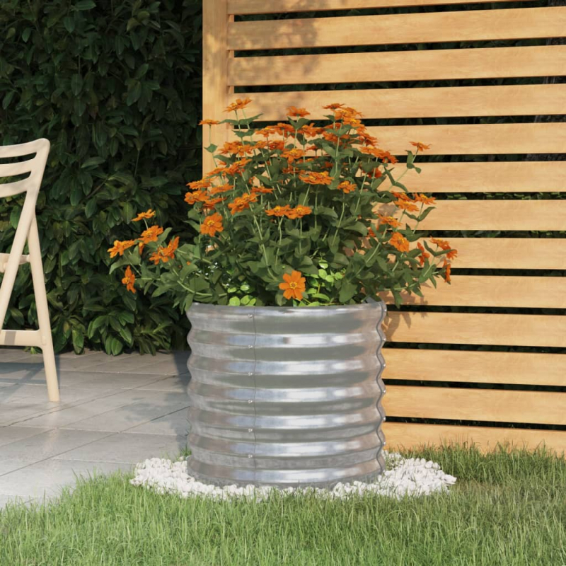 Pflanzkübel Pulverbeschichteter Stahl 40x40x36 cm Silber
