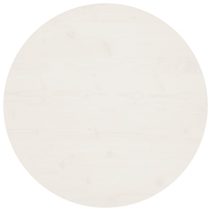 Tischplatte Weiß Ø80x2,5 cm Massivholz Kiefer