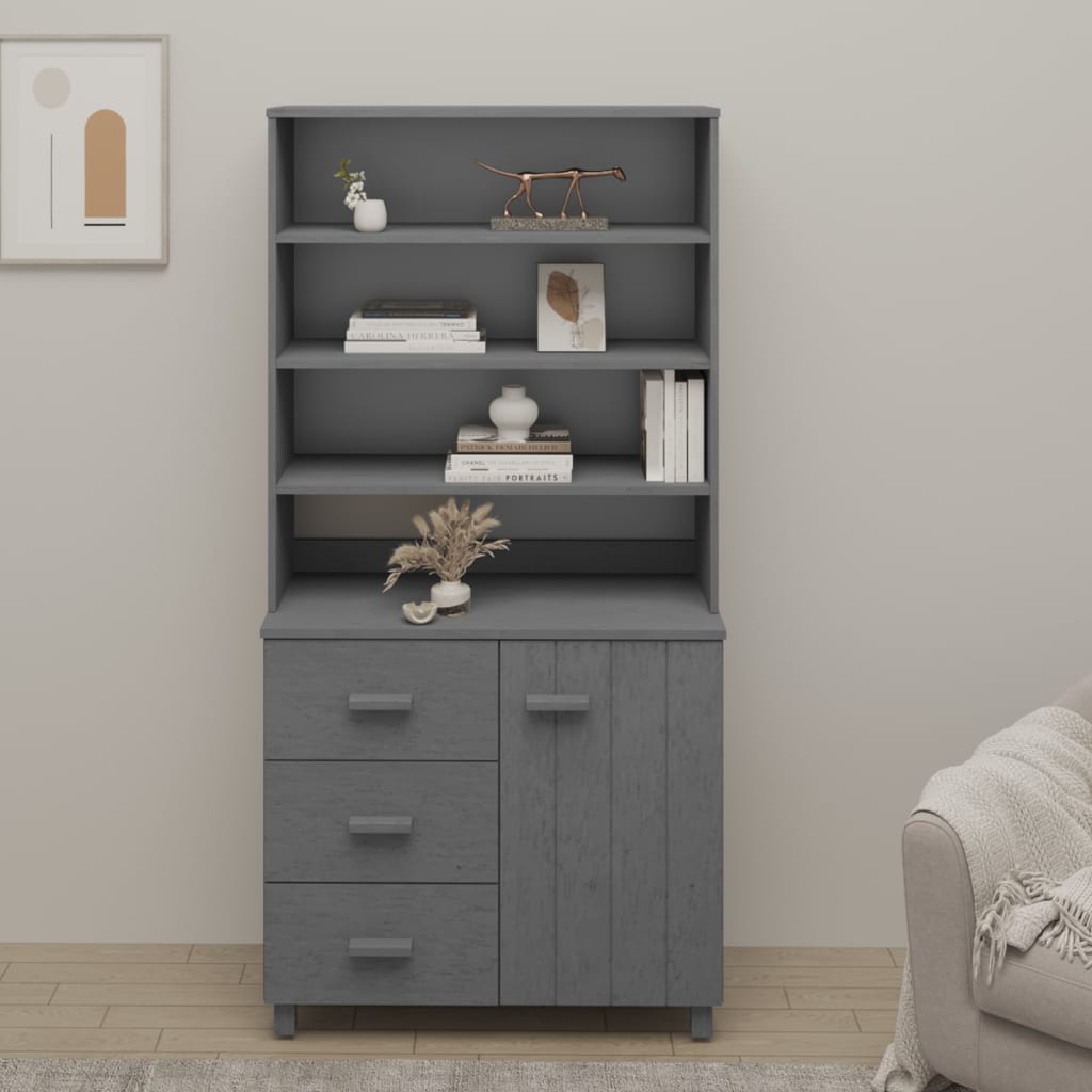 Highboard HAMAR Massivholz Kiefer Dunkelgrau