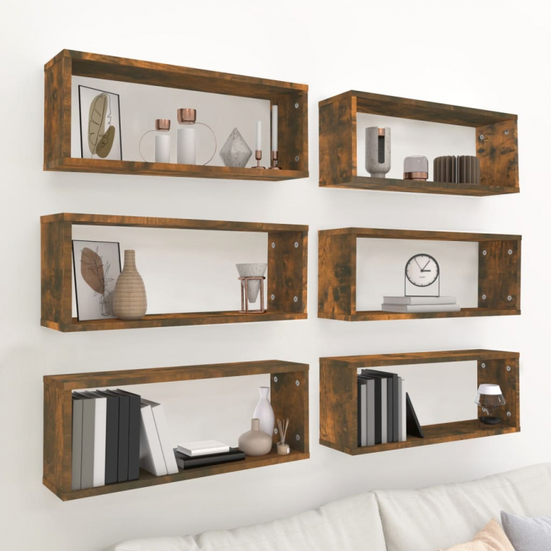 Würfelregale 6 Stk. Räuchereiche 60x15x23 cm Holzwerkstoff