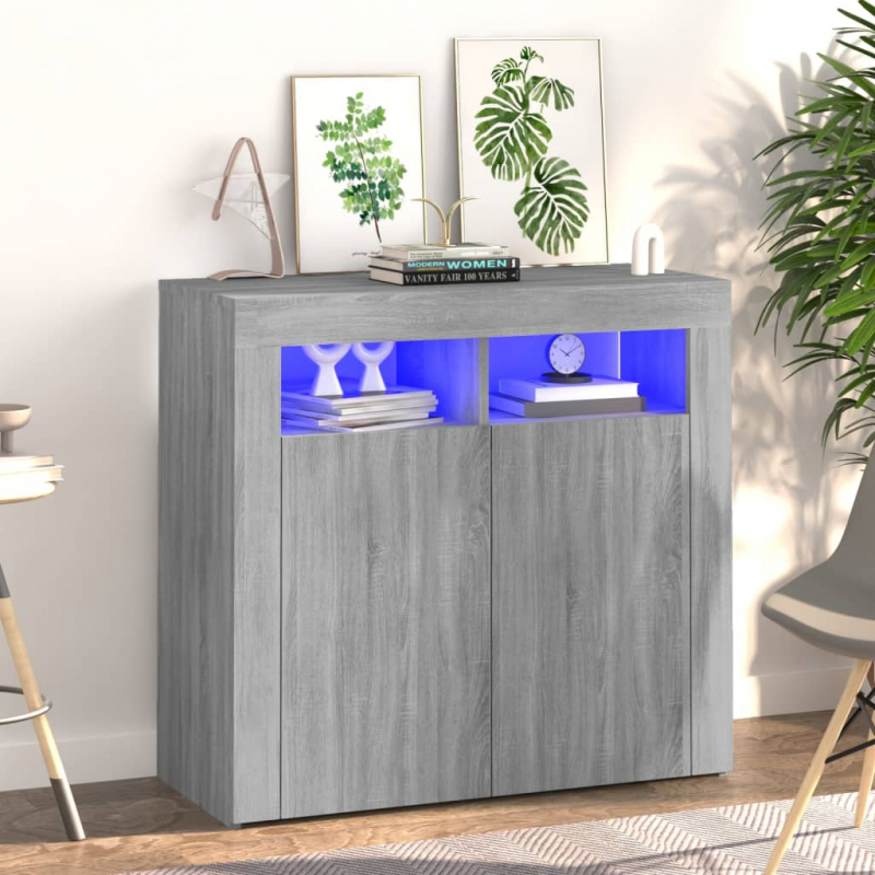 Sideboard mit LED-Beleuchtung Grau Sonoma 80x35x75 cm
