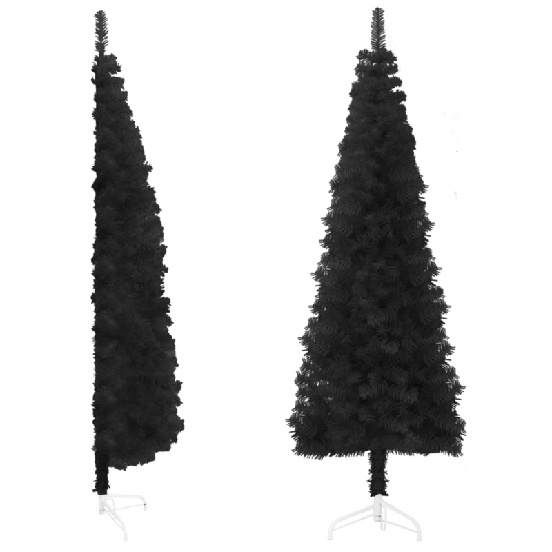 Künstlicher Halb-Weihnachtsbaum Ständer Schlank Schwarz 120 cm
