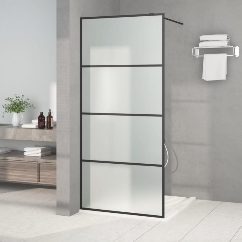 Duschwand für Begehbare Dusche Schwarz 90x195cm Matt ESG-Glas