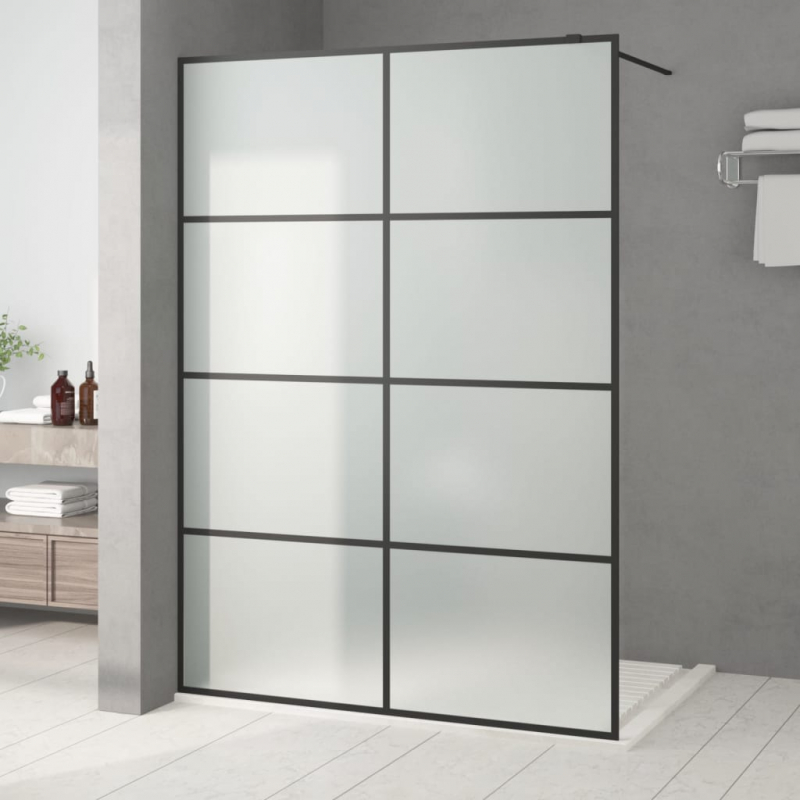 Duschwand für Begehbare Dusche Schwarz 140x195 cm Matt ESG-Glas