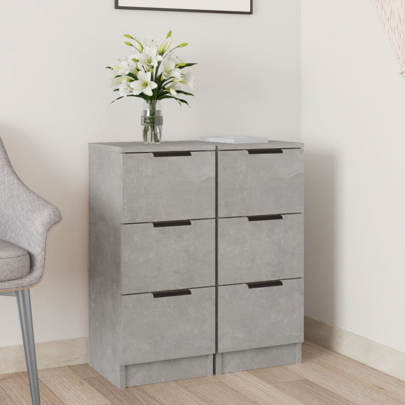 Sideboards 2 Stk. Betongrau 30x30x70 cm Holzwerkstoff