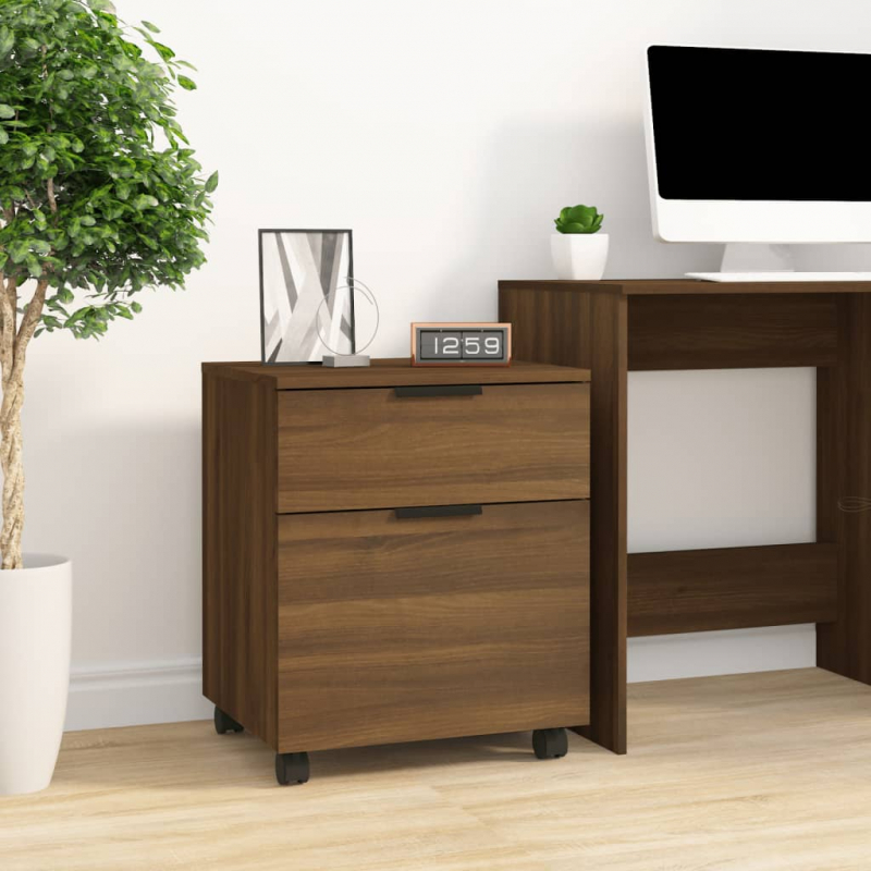 Mobiler Aktenschrank mit Rollen Braun Eichen-Optik 45x38x54 cm